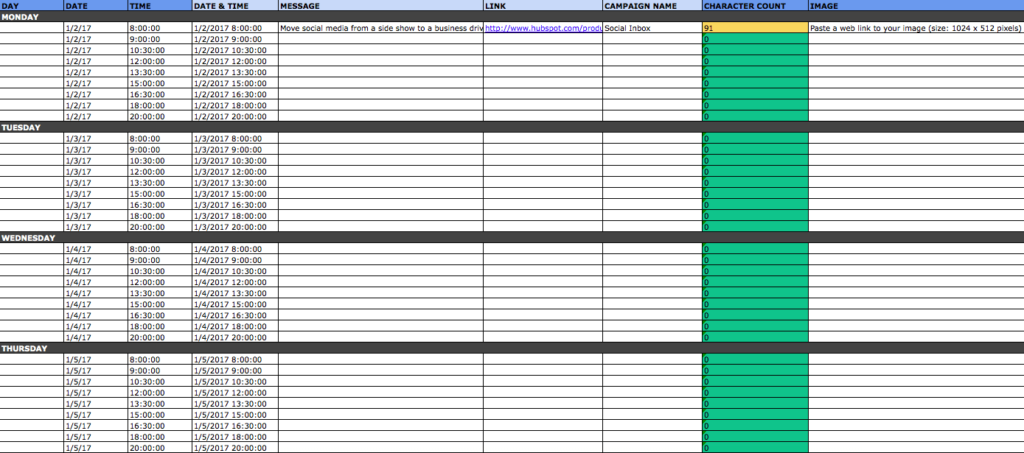 Social Media Campaign - Build out a schedule