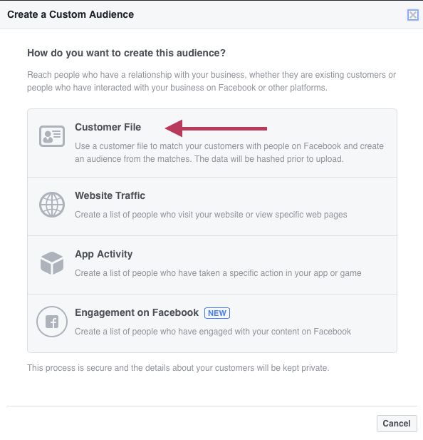 Create Custom Audience Step 2