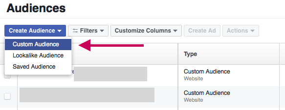 Facebook retargeting - Audiences Based on Customer