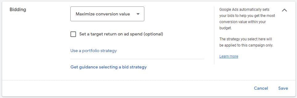 Targeting return on ad spend (ROAS)