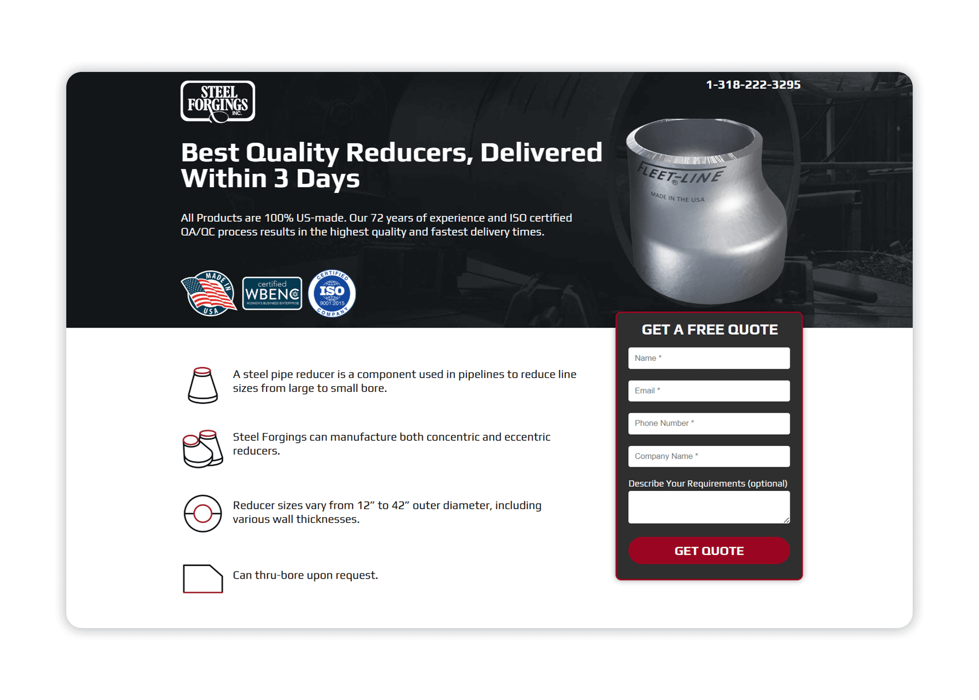 Landing Page Design for Manufacturing Brands
