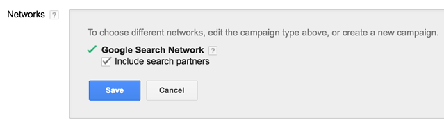 Adwords - Search Partners in Network