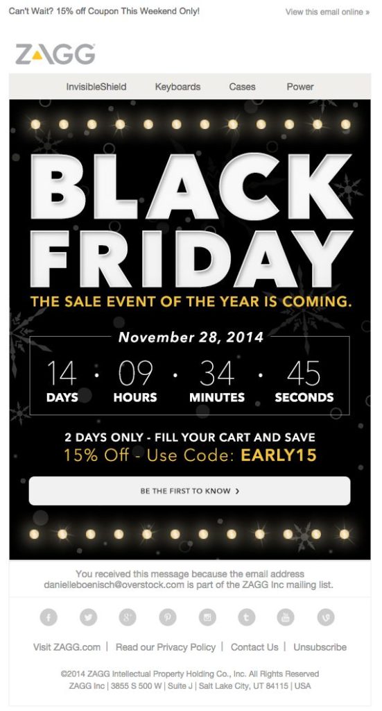 Holiday Email Campaigns - Build excitement for Black Friday