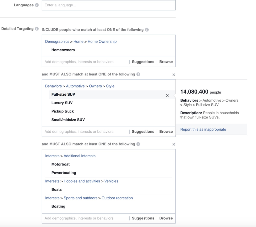 Facebook Ad Campaign - target buyers’ interests