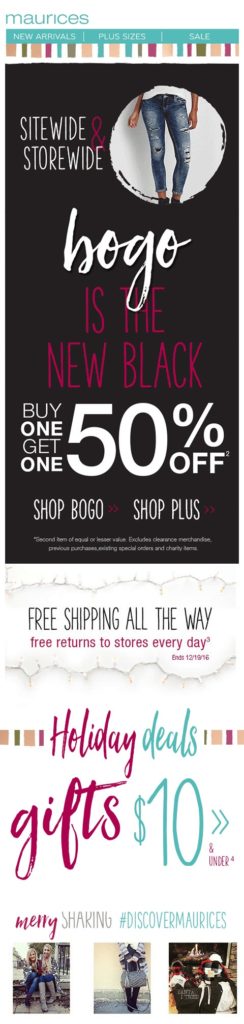 Black Friday marketing email from Maurices
