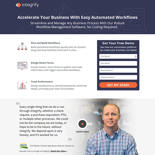 Integrify — SaaS Landing Page Example