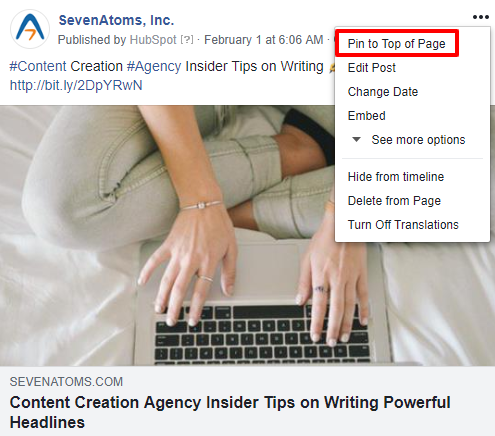 Pinned Facebook Posts to Increase Visibility