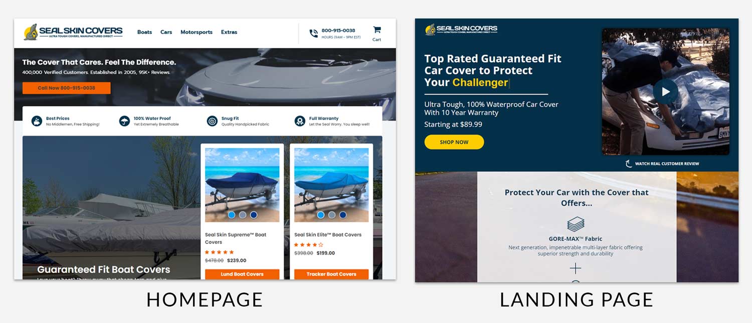 landing page vs homepage