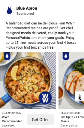 Instagram Carousel ads blue apron